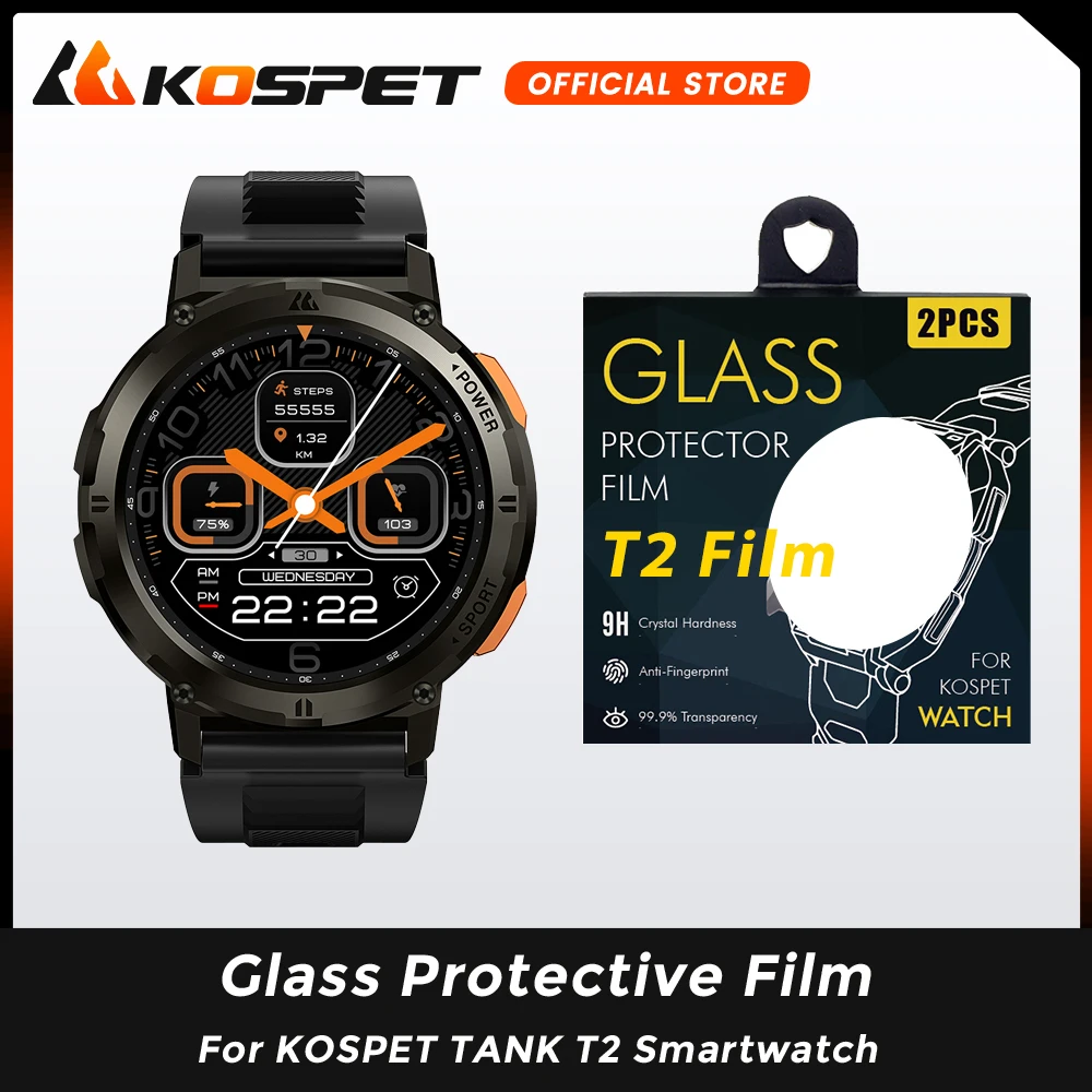 

Origianl 1 Set Tempered Glass Film for KOSPET TANK T2 Smartwatch Full Screen Protector Smart Watch Accessories for KOSPET Watch