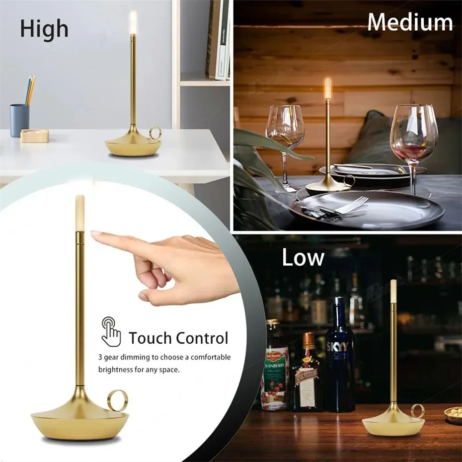 LED Candle USB Charging Desktop Decoration Atmosphere Touch Night Light Restaurant Bar Lamp Led Desk Lamp Candlelight Table Lamp