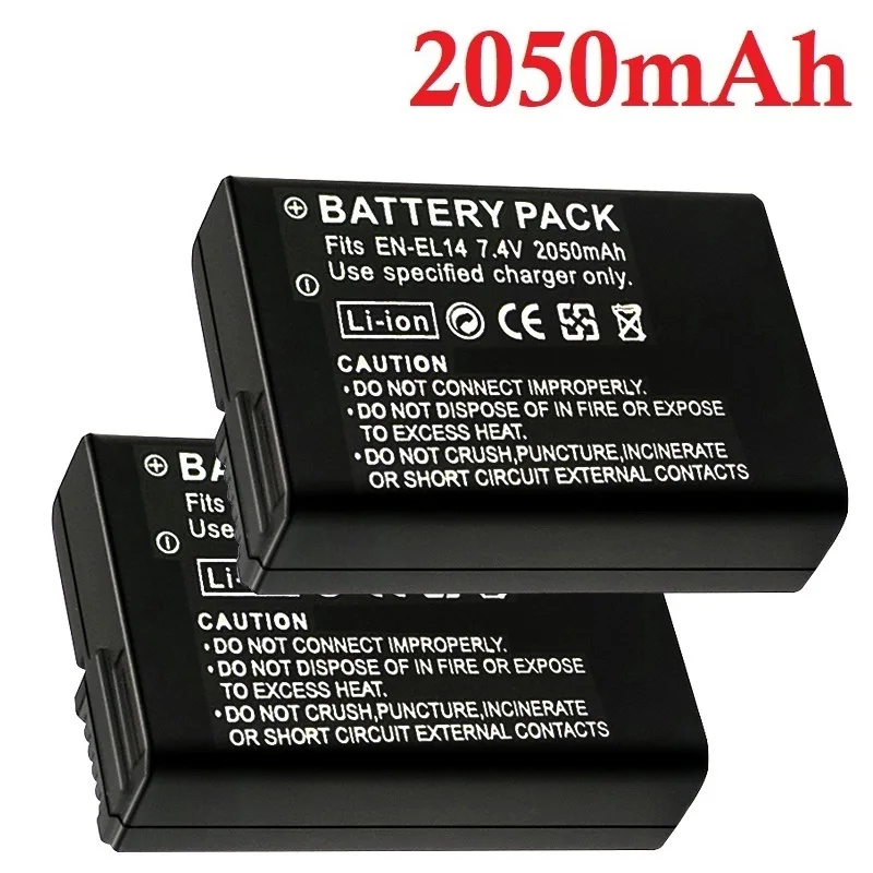 2050mah EN-EL14a EL14 CAMERA BATTERIE EN-EL14 Pour Nikon P7000 P7100 P7800 P7700 D3100 D3200 D3300 D3400 D3500 D5600 D5100 D5300