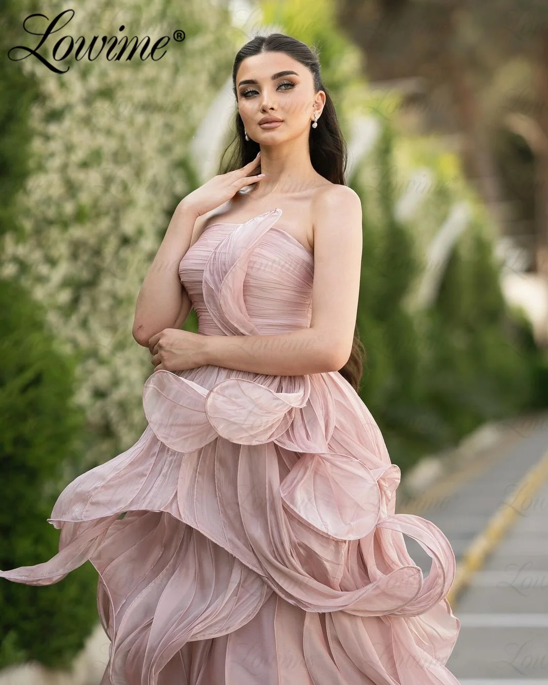 2024 Amazing Pink Prom Dresses Aso Ebi Strapless A Line Princess Wedding Party Dress Customized Birthday Prom Gowns Arabic Robes