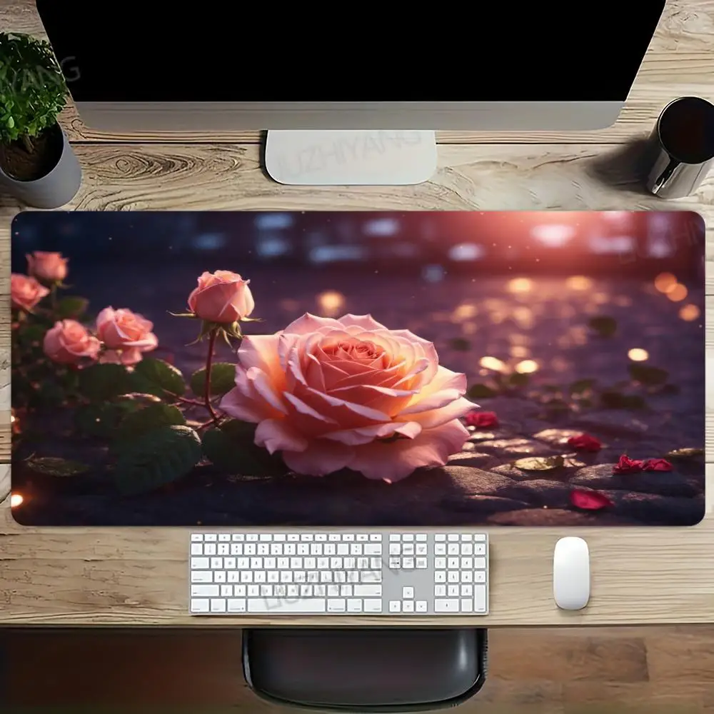

Коврик для мыши с красивыми розами, большие коврики для компьютерных офисных игровых настольных ковриков XXL, резиновые противоскользящие коврики для игровой клавиатуры, длинные настольные коврики XL
