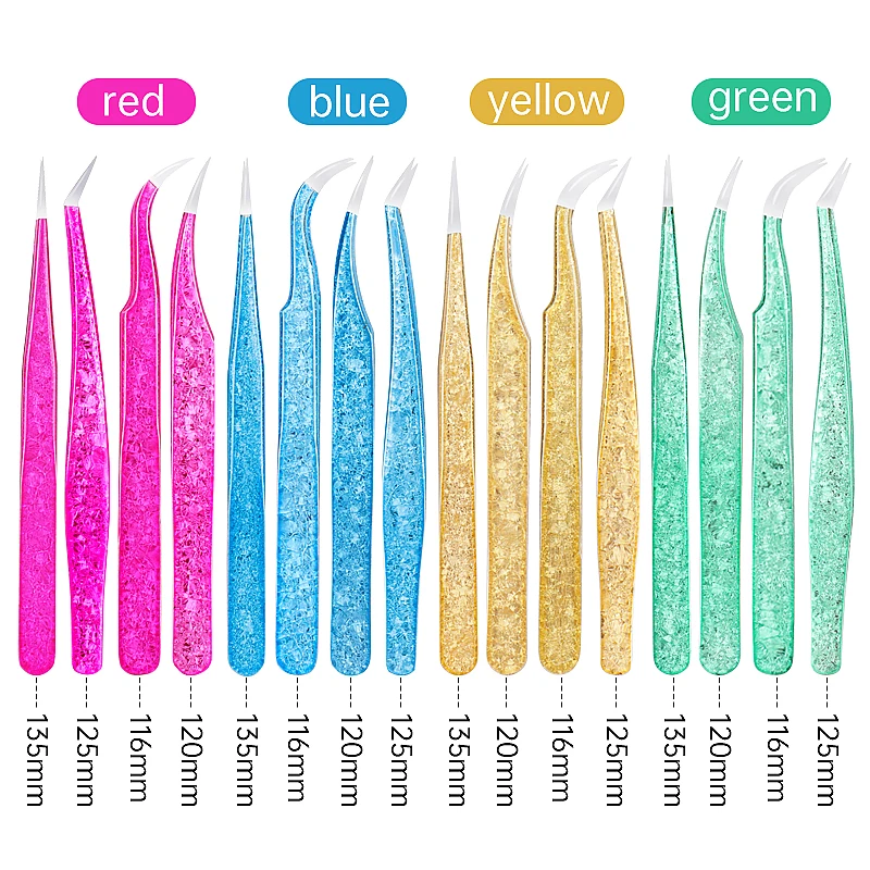 Eyelash Tweezer Ice Flower Anti-static Stainless Steel Eyebrow Tweezers Grafting 3D Artistic Lash Extension Supplies Makeup Tool