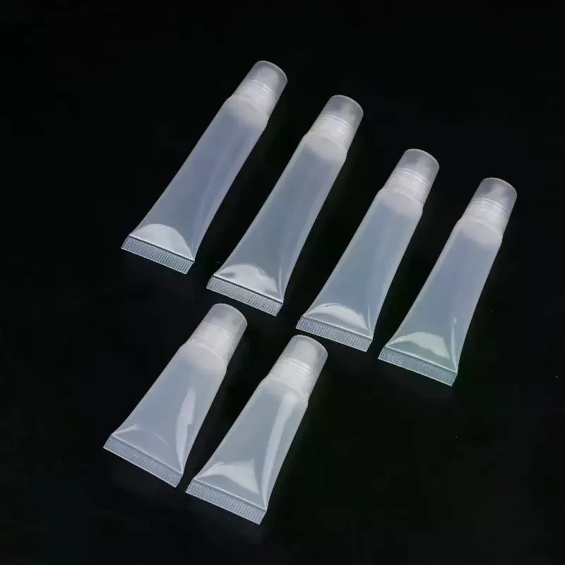 10 szt. Puste tubki na szminkę/balsam do ust 5/10/15 ml, miękkie tubki do makijażu, przezroczyste pojemniki na błyszczyk do wyciskania