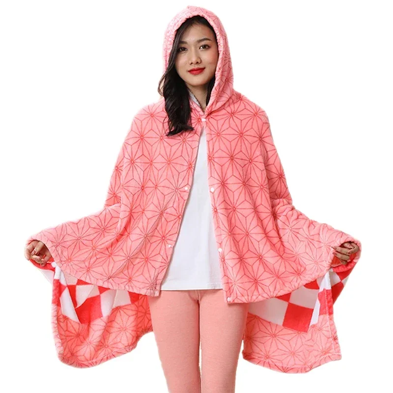 7 Styles Adult Bathrobe Anime Demon Slayer Nezuko Cosplay Costume Winter Flannel Warm Shawl Specifications 100cm*160cm