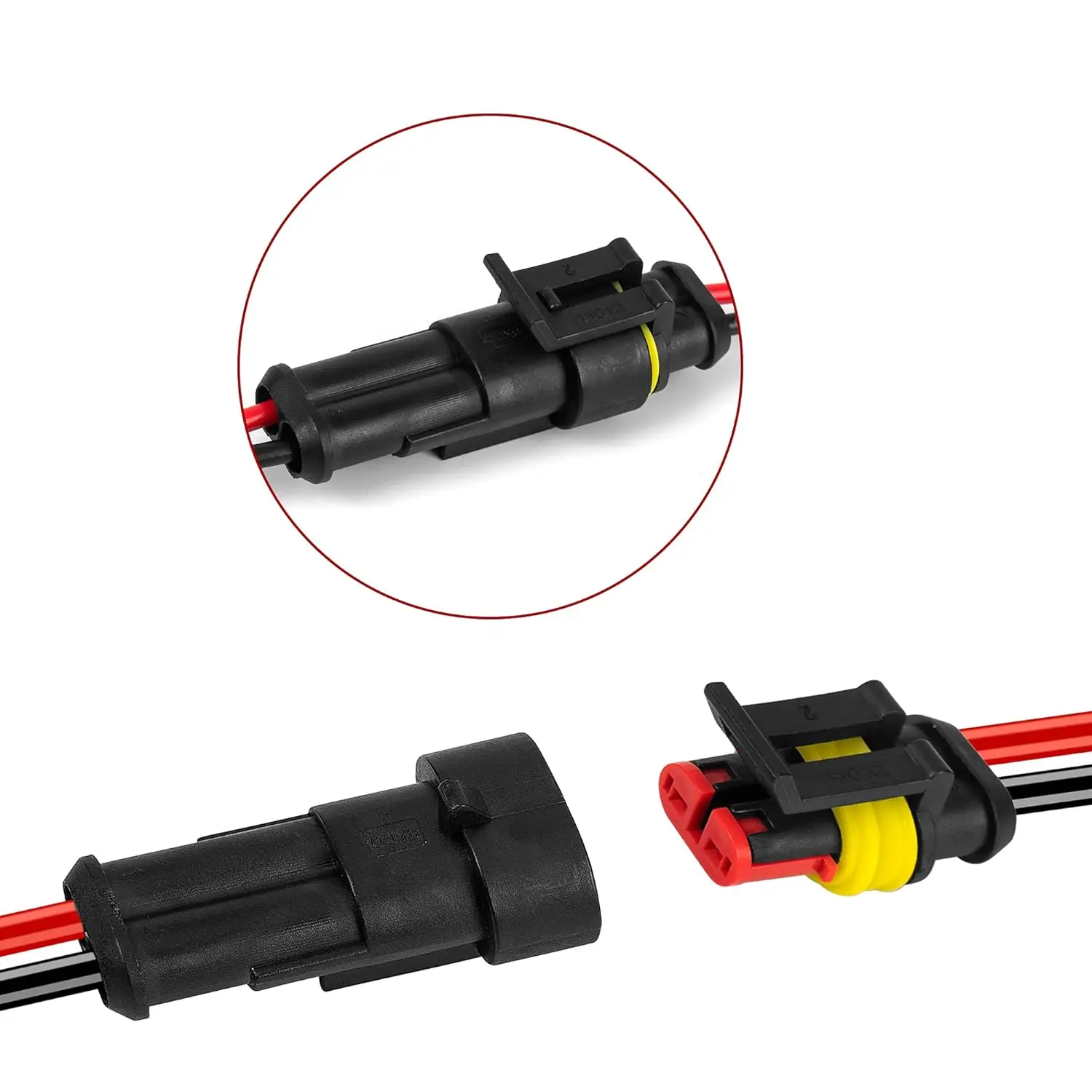 10 pairs 2 Pin Way Car Waterproof Connector 16 AWG Waterproof Electrical Connectors Quick Disconnect Wire Connector