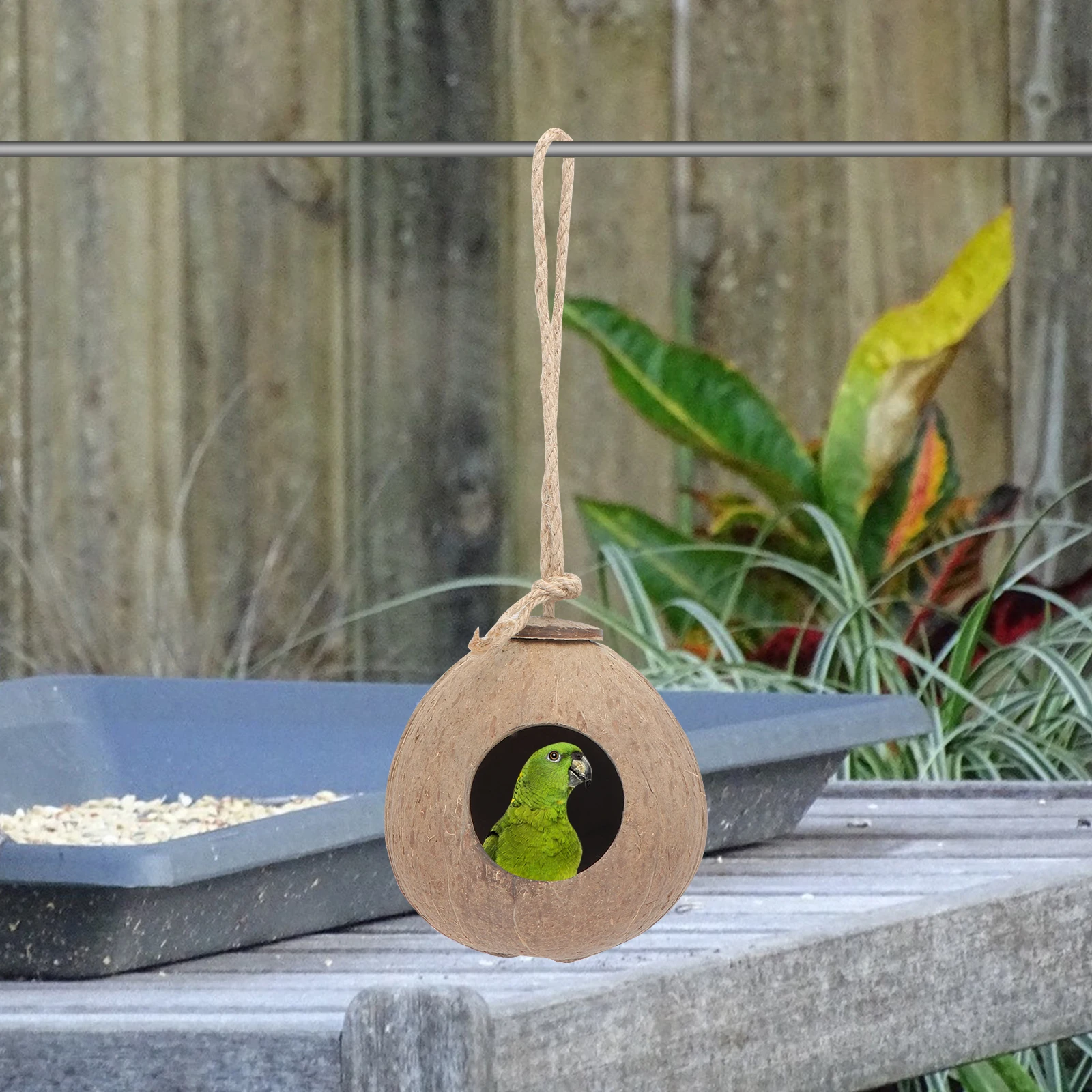 

1pc Handmade Shelter For Canaries Parrots Durable Gourd Shaped Bird Weatherproof Hanging Garden Ornament