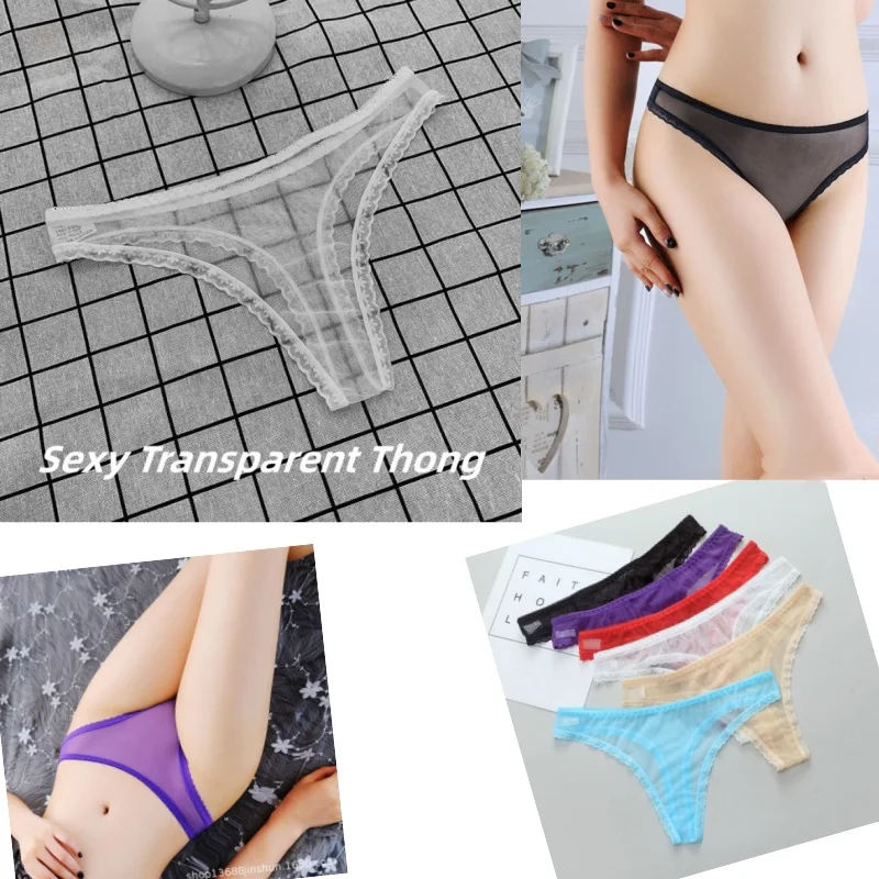

Women's Thong Sheer Panties Transparent Knickers Sexy Women's Panties Lingerie G String Thongs Lace Underwear Female Perspective
