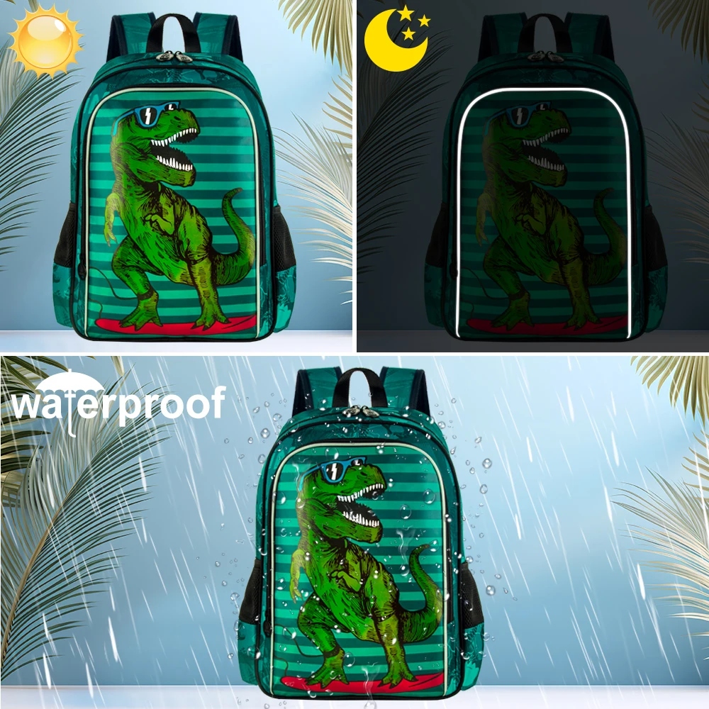 3PCS Dinosaur Backpack for Boys, 16\