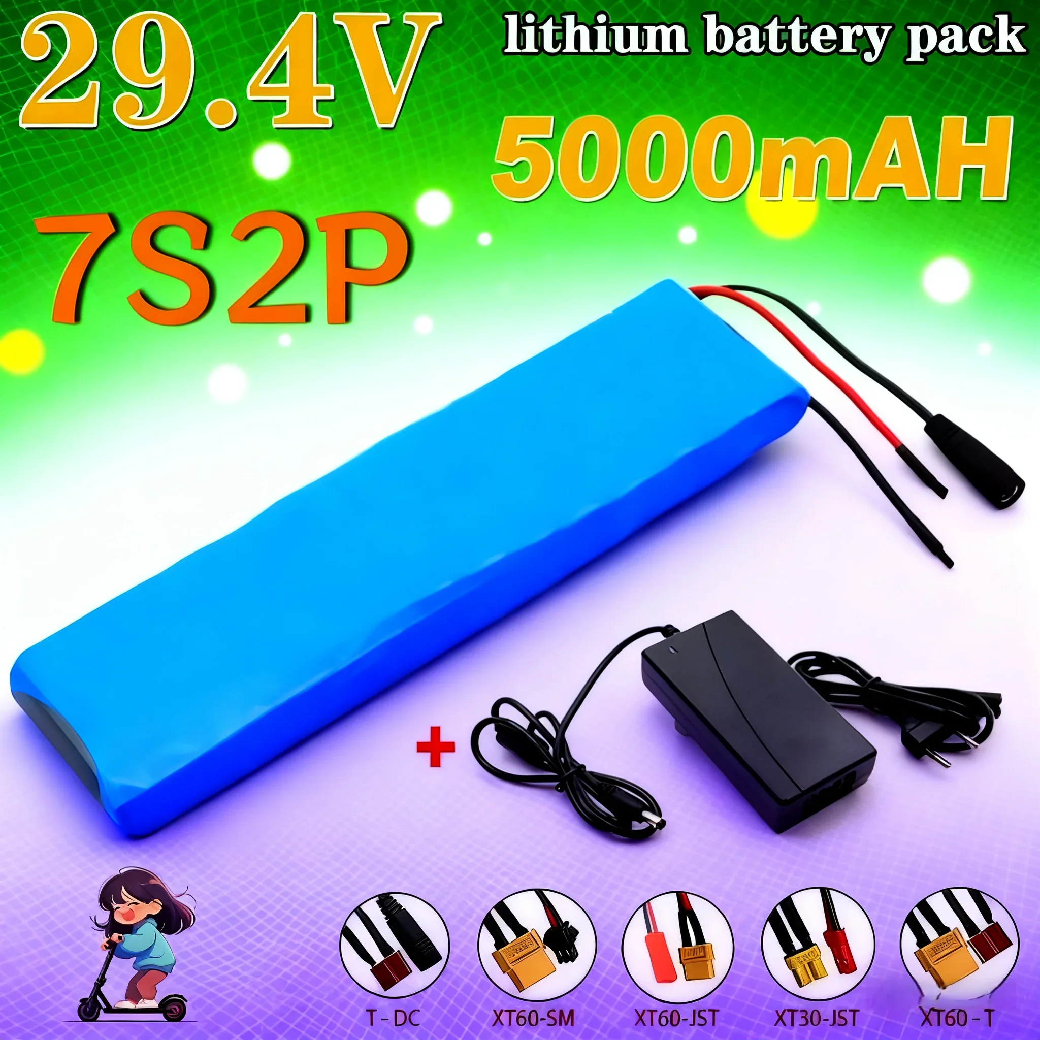 

️Batterie Rechargeable Li-ion 24V5000mAh 18650 7S2P 25.2V, adaptée au remplacement de la batterie des Scooters électriques29.4V