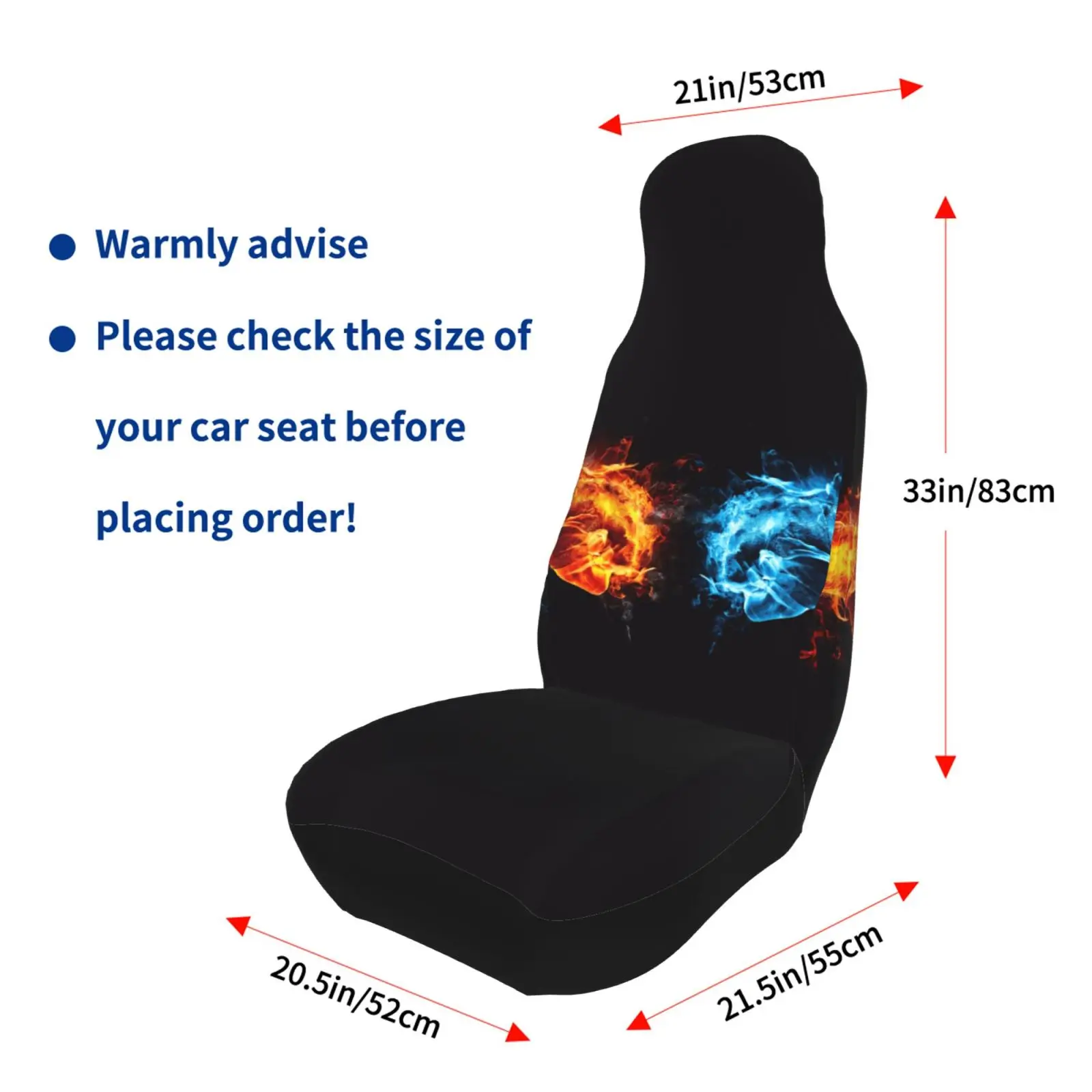 General Front/rear Car Seat Covers Breathable 3D Ice Fire Punch Prints Capes of Seat Cover Car for Car Accessories