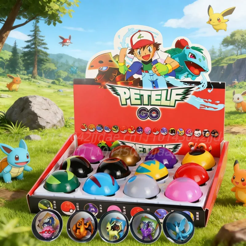 Nuevo Set de 12 Piezas de Juguetes Pokémon Pikachu Pokeball para Niños, Colección de Figuras de Acción de Anime Charmander, Regalos para Fans de Dibujos Animados