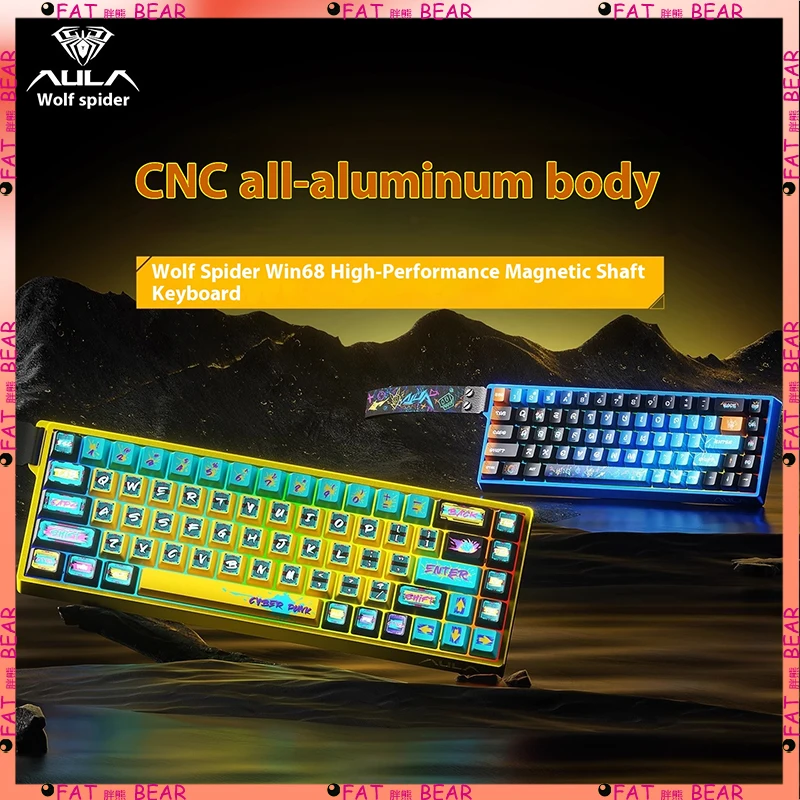 

AULA WIN68HE wired ultra aluminum stack magnetic axis keyboard for PC gaming, low latency esports FPS teclado magnetico keyboard