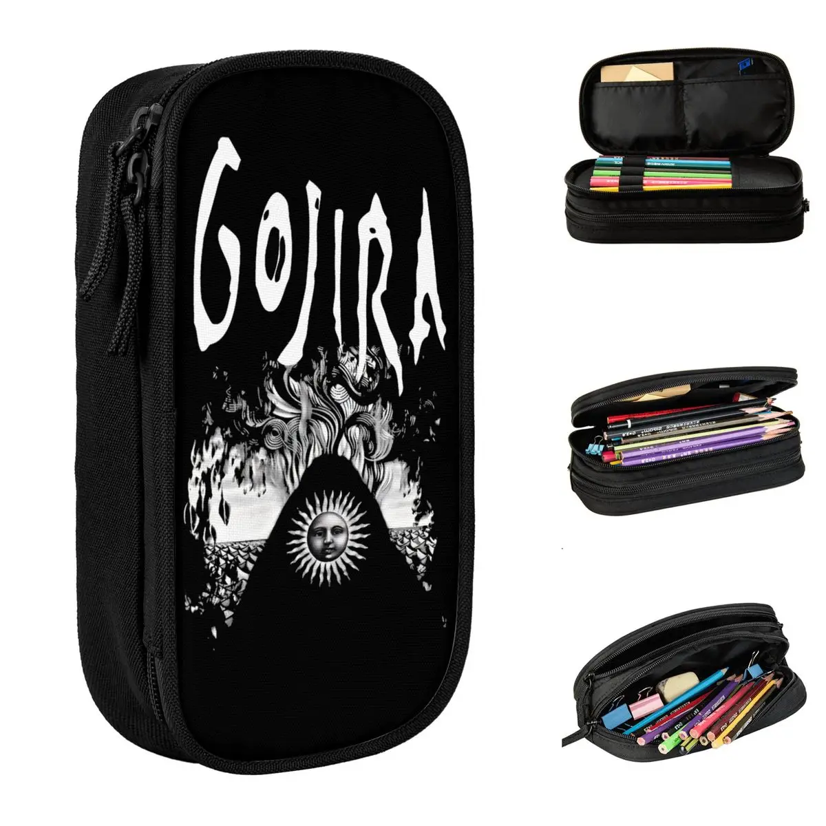 Captivating Gojiras Band Pencil Case Double Layer Large-capacity Kids Pencilcase Birthday Gift