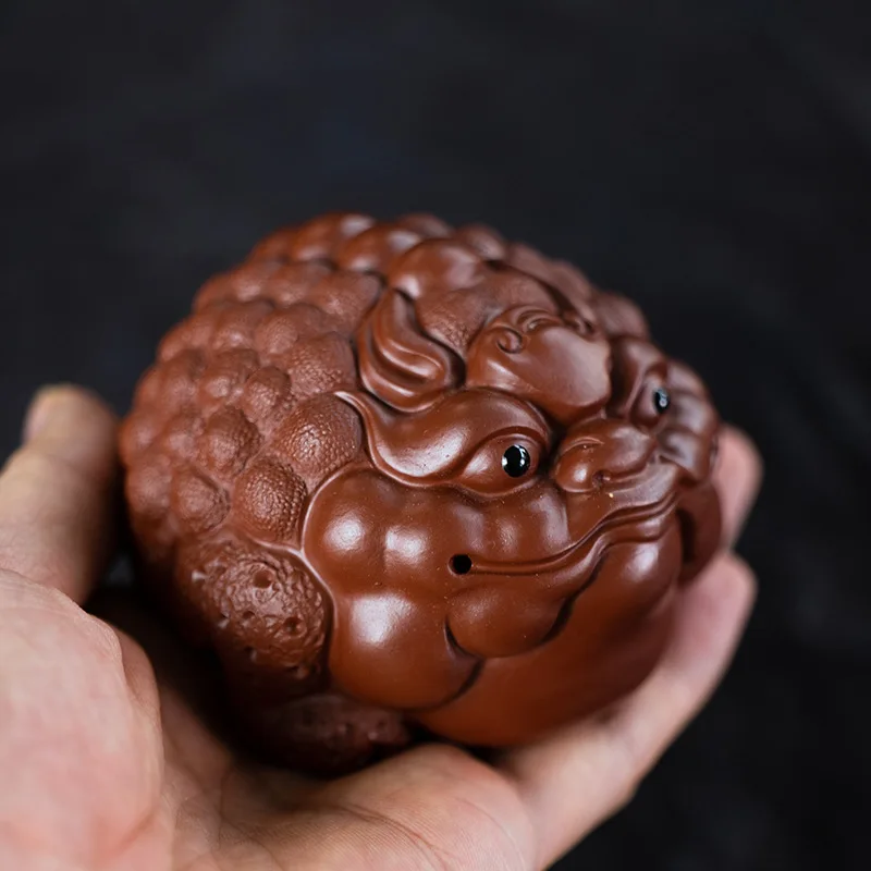 

Yixing Zisha Tea Pet Pixiu Zhuni Dahongpao Golden Toad Tea Set Small Ornament Sculpture Decoration Tea Gift Craft