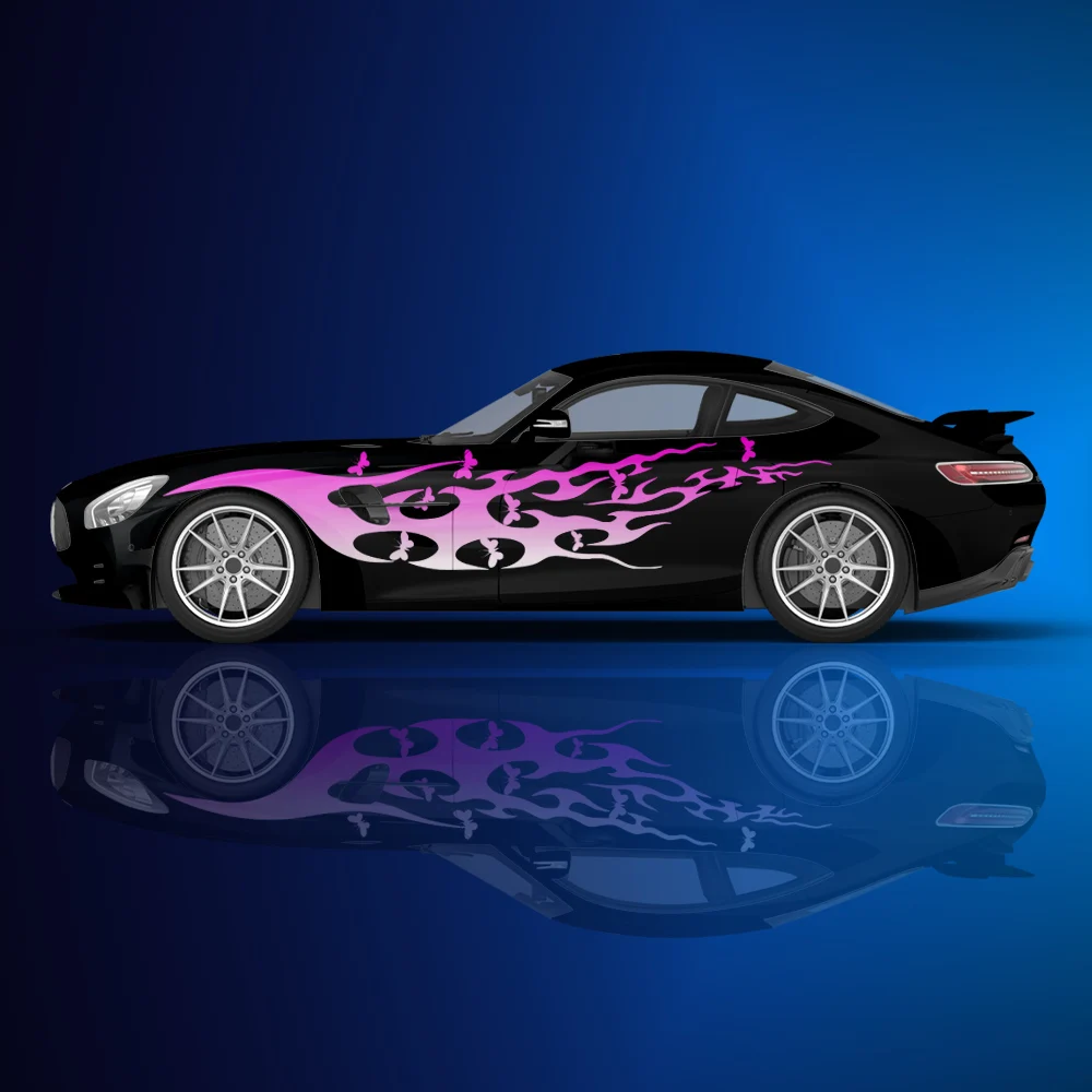 

butterfly flame Car body side sticker racing full color decal universal vinyl self-adhesive decorative accessories car decal