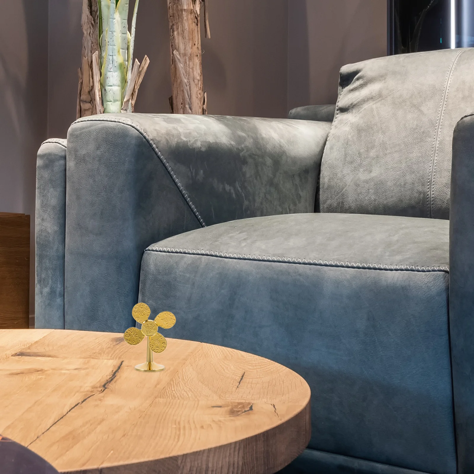 

Windmill Ornament Artistic Copper Desktop Decor Stable Tabletop Windmill Statue Feng Shui Fortune Sculpture