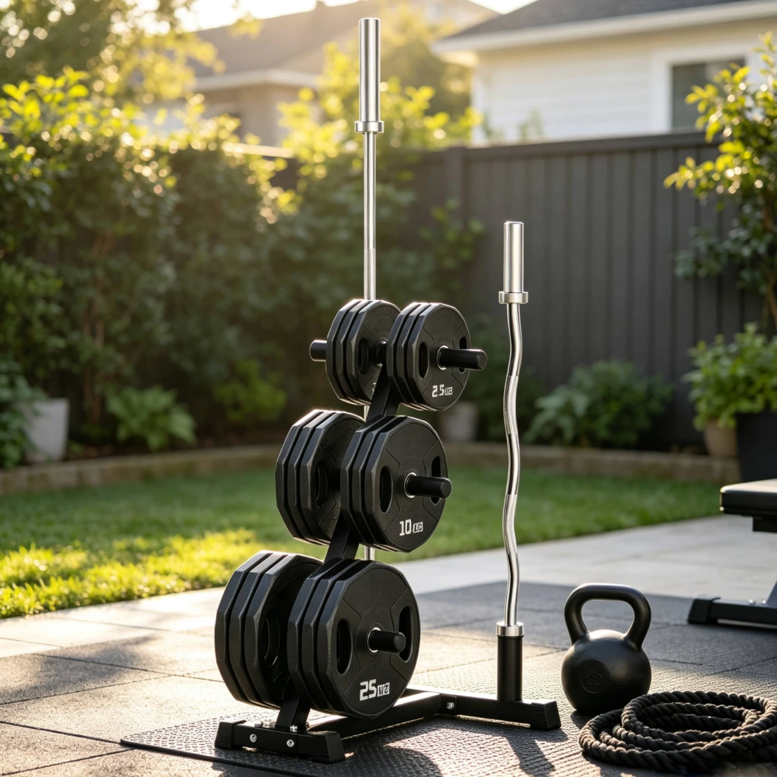 حامل أقراص الأوزان الموفر للمس - مراجعة Home Gym Folding Rack وسعره
