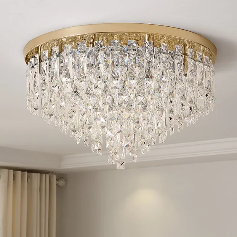 Modern Bedroom Crystals E14 Ceiling Lamp Lustre Lamp Steel Led Ceiling Lights Art Deco Led Chandelier Lighting Fixtures Lamp