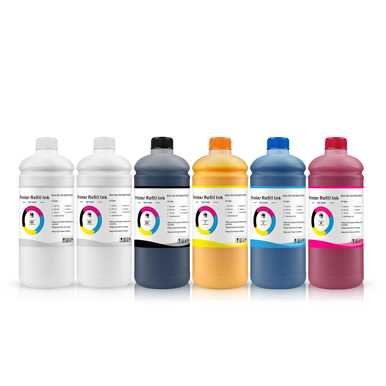 

1000ML White DTF Ink For Epson I3200 Xp600 1390 4720 Dx5 L1800 Printer CMYK Heat Transfer Textile Printing High Quality Supply