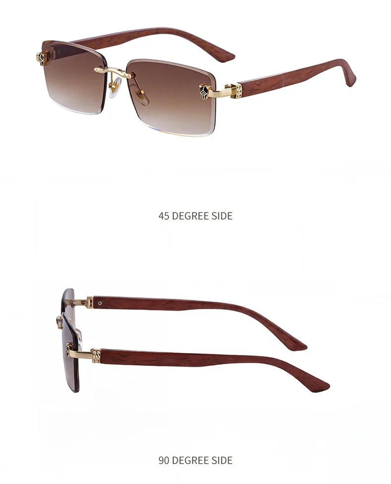 2026 Holzrahmenlose Sonnenbrille für Damen Trendige Retro UV400-Schutz Eckige Sonnenbrille für Herren Markendesign Modische Brille Dropshipping – Detail 17