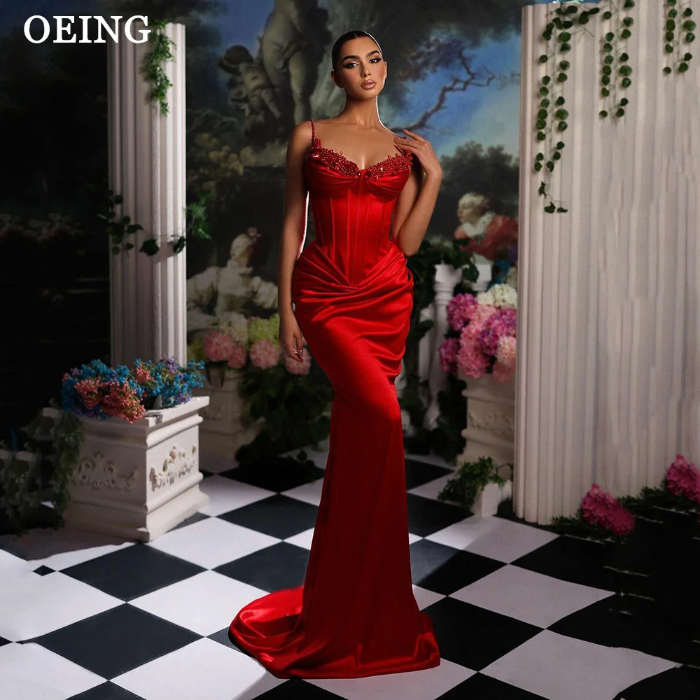 

OEING Sparkly V Neck Evening Dress Sexy Spaghetti Strap Beading Prom Dresses Formal Occasion Party Gowns Vestidos De Fiesta