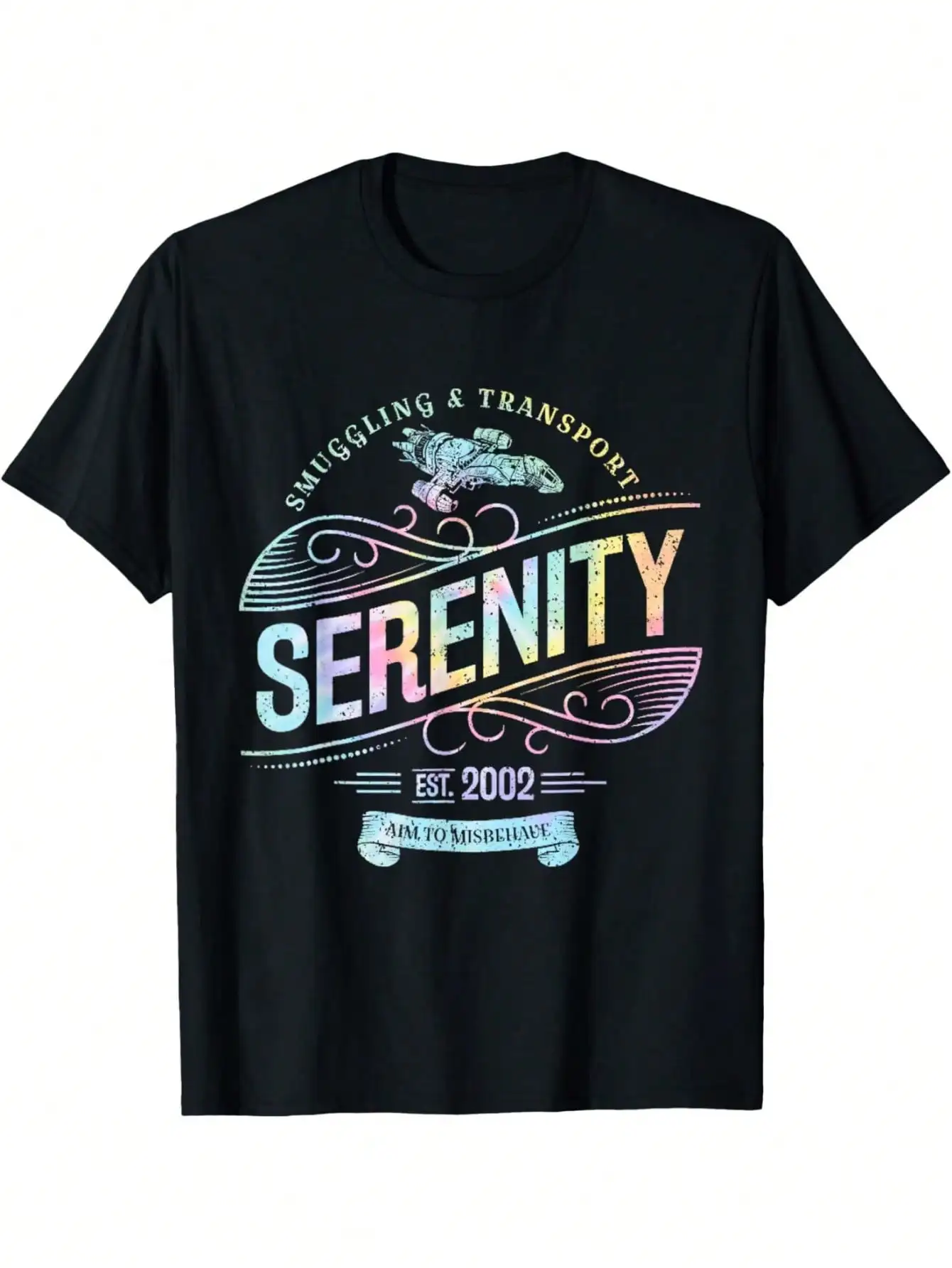 

Black 100 Cotton Men'S T-Shirt Vintage Serenity Smuggling And Transport Firefly Inspired Tie-Dye Design Gift For Holidays