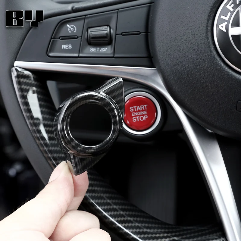 For Alfa Romeo Giulia/Stelvio 2017-2019 Car Interior One-key Start Decoration Ring Cover Stick Auto Interior Accessories