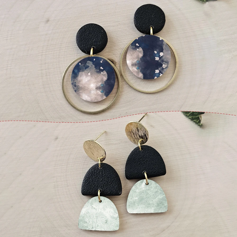 Shinning Abstract Ink Color Soft Ceramic Earrings Water Soluble Disposable Sticker for Diy Jewelry Making Decal