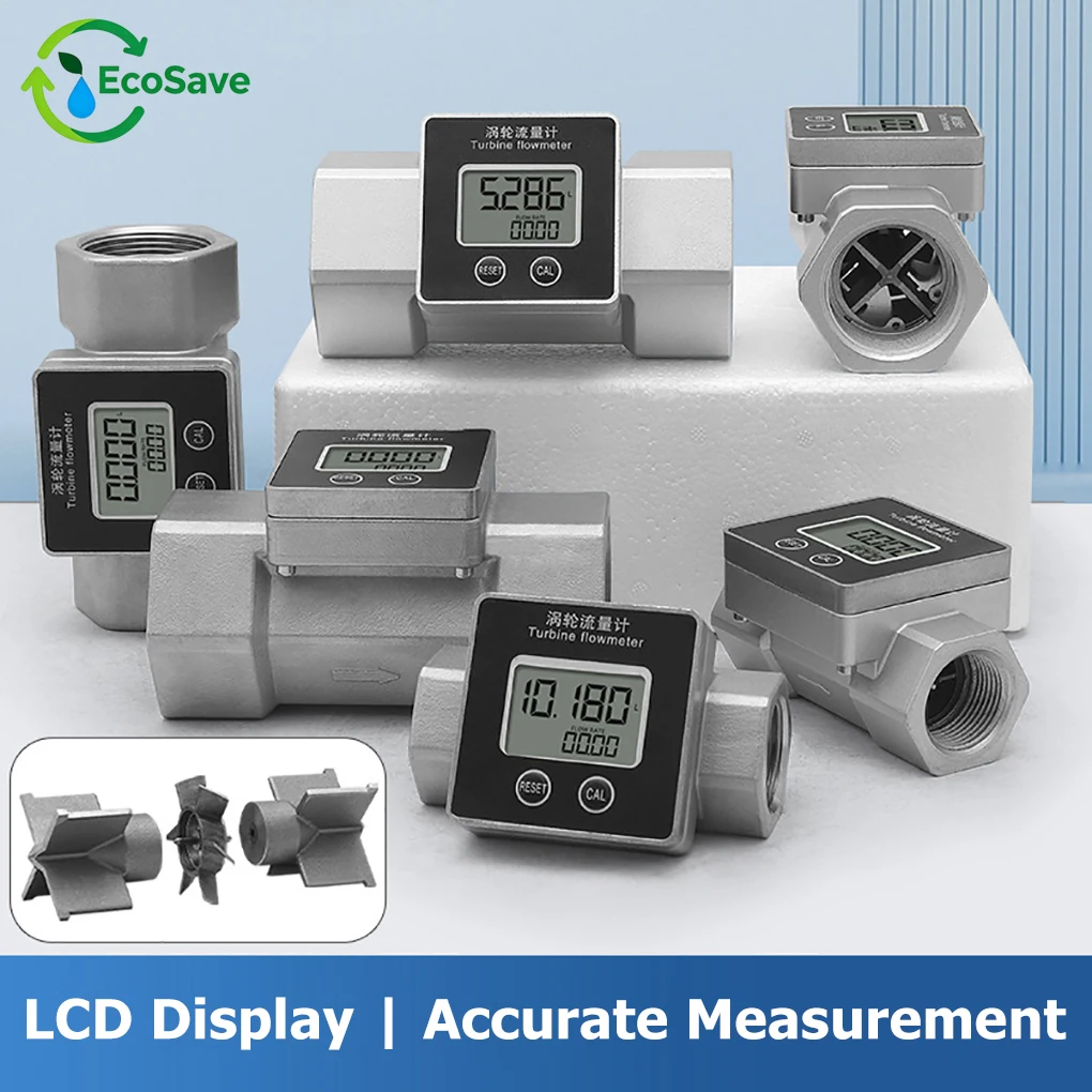 Electronic Turbine Flow Meter High Precision Waterproof Liquid Flowmeter LCD Display Flow Sensor Counter for Water Diesel Petrol