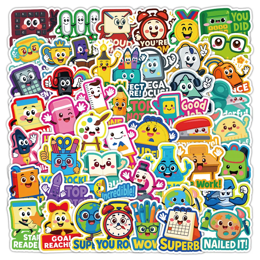 

50 шт. милых мультяшных наклеек для телефона, школьных принадлежностей, декора для класса, бутылок для воды, ноутбуков, водонепроницаемые наклейки