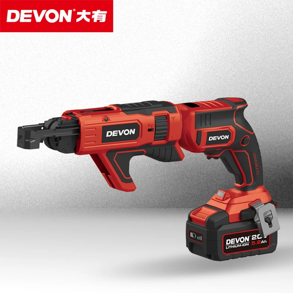 DEVON High Quality Service 20v Lithium-ion Brushless Collated Cordless Drywall Screwdriver