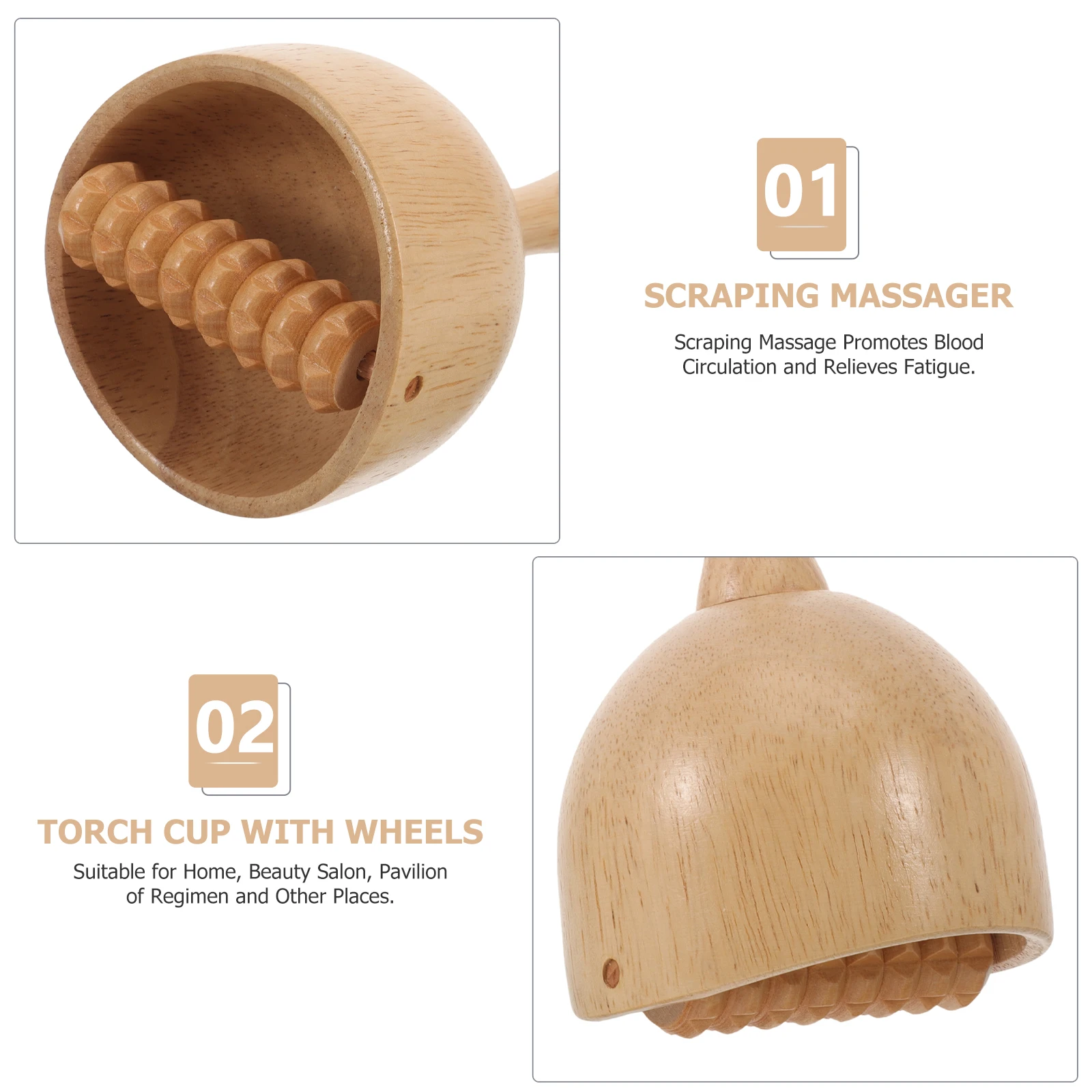 

Portable Back Scratcher Massager Cup-shaped Design Salon Wood Cupping Scraping Tool Massage Sensitive Areas Pain Relief