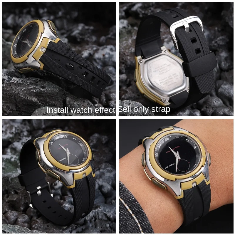 ل كاسيو AQ-163W-1 AQ-160 AQ-161 سيليكون حزام اكسسوارات الرياضة الرجال حزام الساعات سوار مقاوم للماء AQ 163W-1 AQ160 AQ161