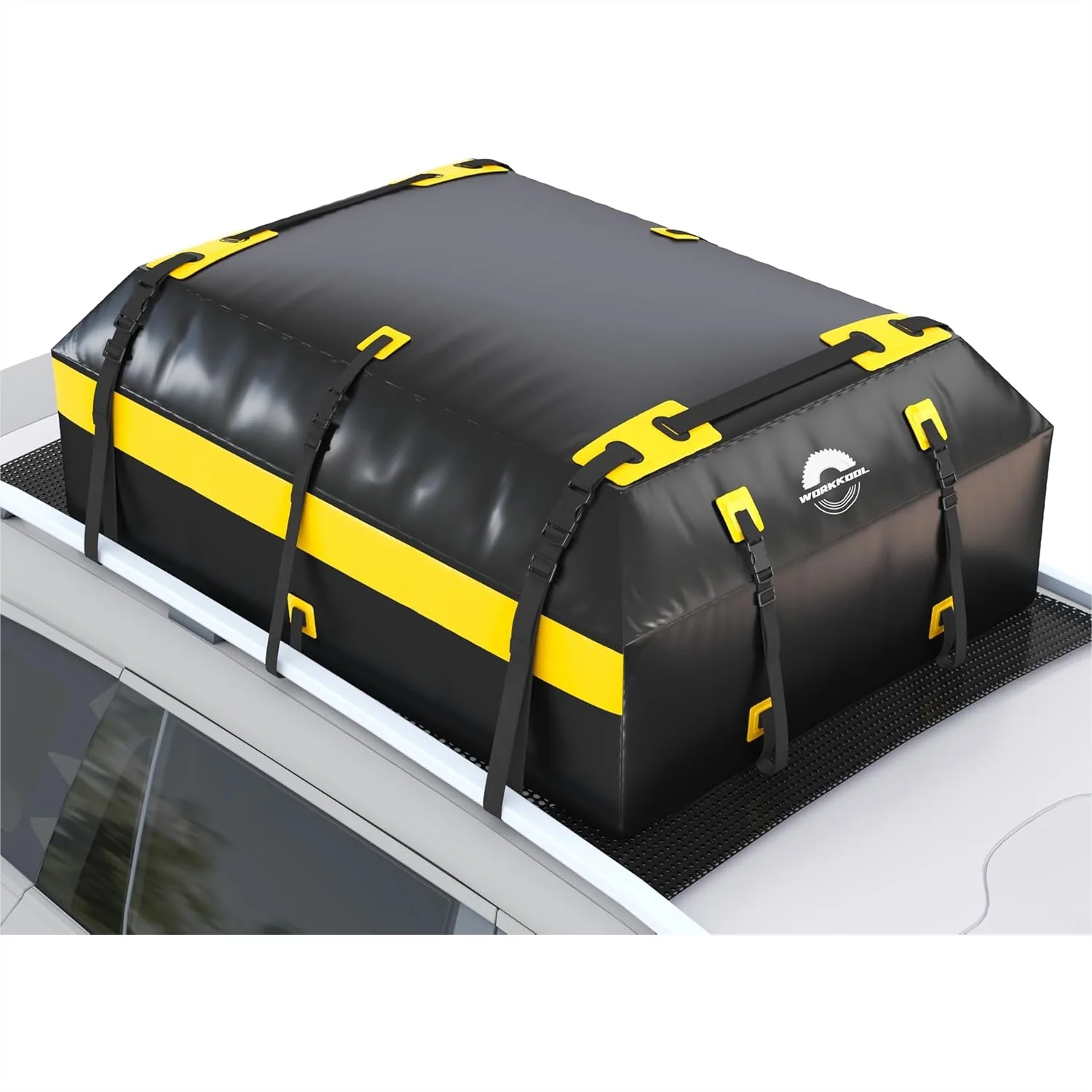 

Rooftop Cargo Carrier Soft-Shell, Heavy Duty Car Roof Bag Waterproof Without Rack with 6 Hooks and Mat 19.4 Cuft