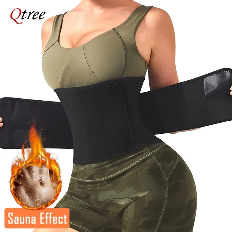 Qtree Waist Trainer Cincher Belt for Women Tummy Control Sauna Sweat Trimmer Body Shaper Sport Girdle Workout Slim Belly Band