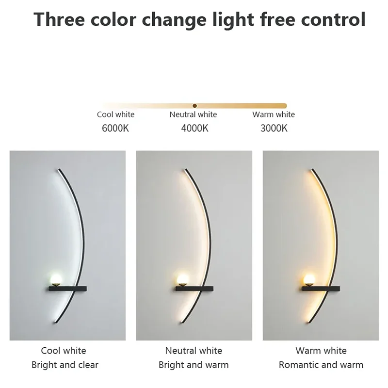 Long LED Wall Lamp Home Indoor Decor 85/105 wall Sconce Living Room Bedroom Bedside Office Home-Appliance Remote Control Light