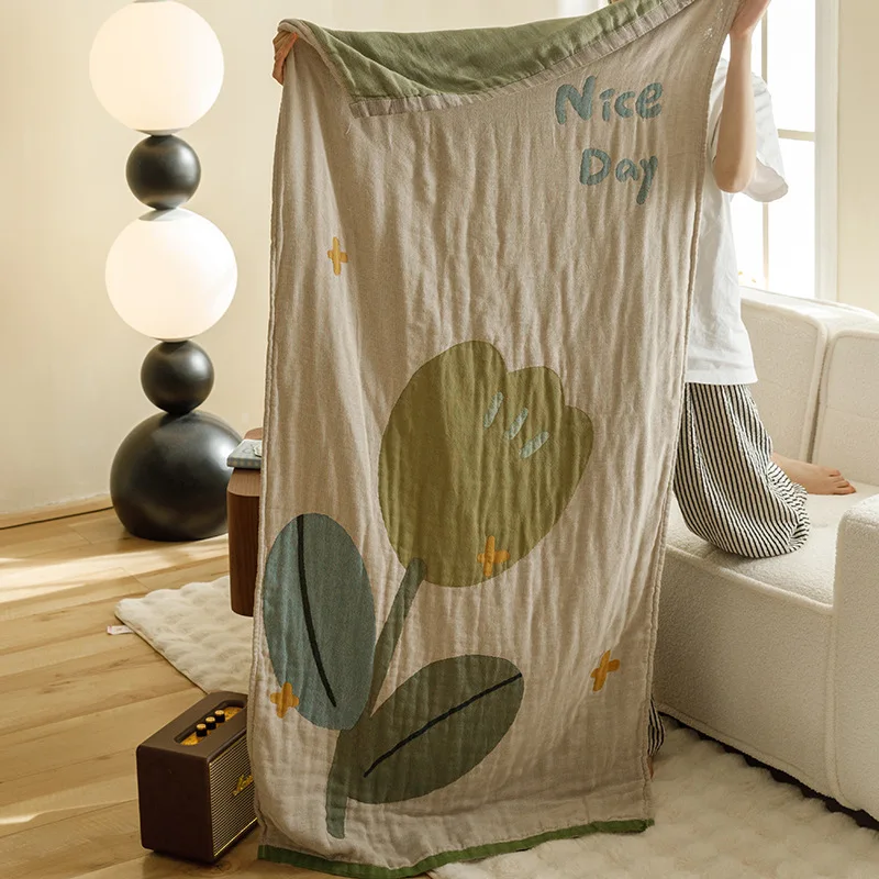 Cartoon Four-Layer Cotton Gauze Bathtowel Thickened Absorbent Quick-Drying Oversized Wrap Towel Adult Household Bathroom Towels