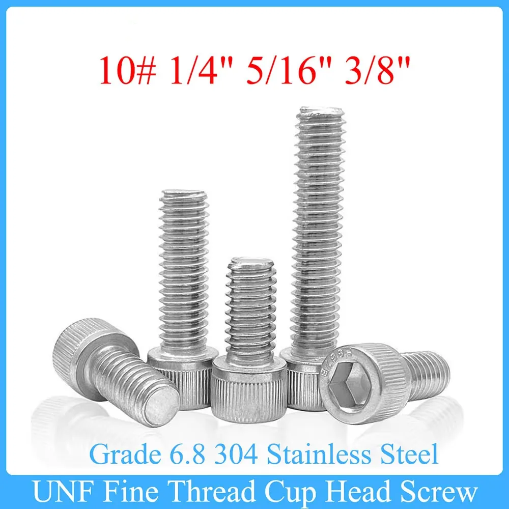 2/5/10Pcs UNF Fine Thread Allen Cup Head Screw 10# 1/4 5/16 3/8 Inch Grade 6.8 304 Stainless Steel Hex Socket Bolts