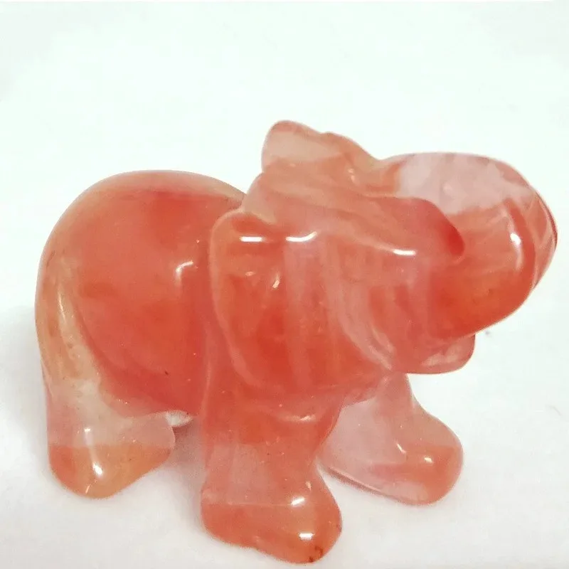 1PC Classic Green Pink Jade Stone Craving Lucky Elephant Feng Shui Statue Figurine Home Office Ornaments