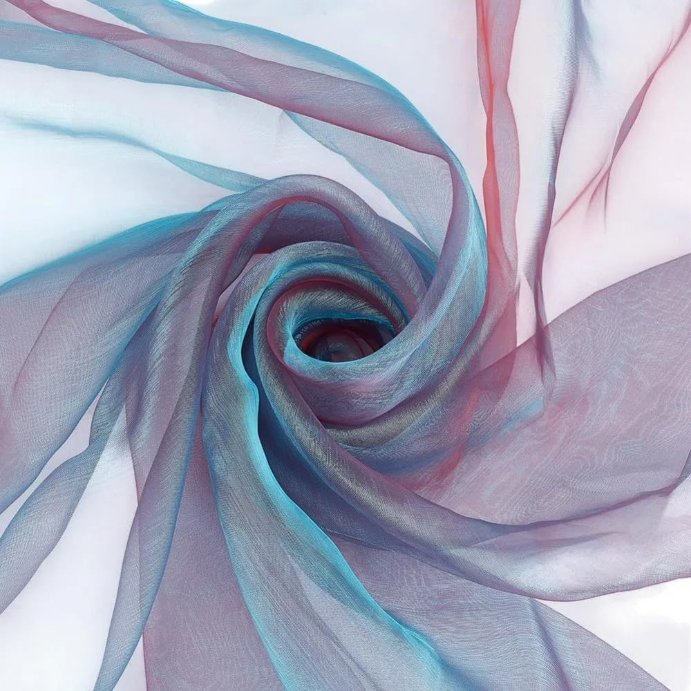 

5.4 Yards Two Tone Organza Fabric Sheer, 60 Inch Steelblue Iridescent Tulle Fabric, Holographic Gauze Voile Fabric for Dress