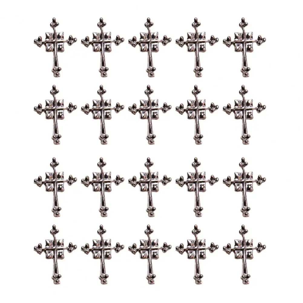 20Pcs Unique Nail Art Accessory Cross Nail Jewelry Removable DIY Nail Art Golden/Silver Manicure Decoration