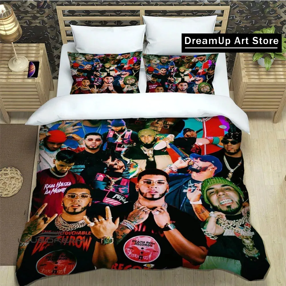 3D Print Fashion Rapper Anuel AA Bedding Set Boys Girls Twin Queen King Size Duvet Cover Pillowcase Bed boys Adult Bedroom