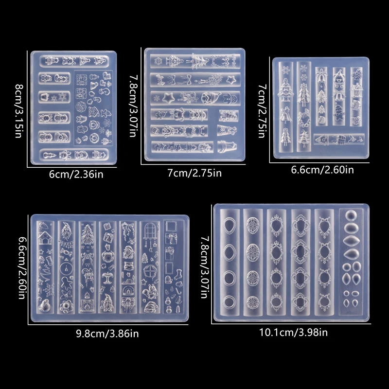 عيد الميلاد ثلج شجرة عيد الميلاد ثلاثية الأبعاد مسمار قالب الثلج رقاقات الثلج مسمار الزينة Diy تصميم سيليكون قالب مانيكير مسمار الفن