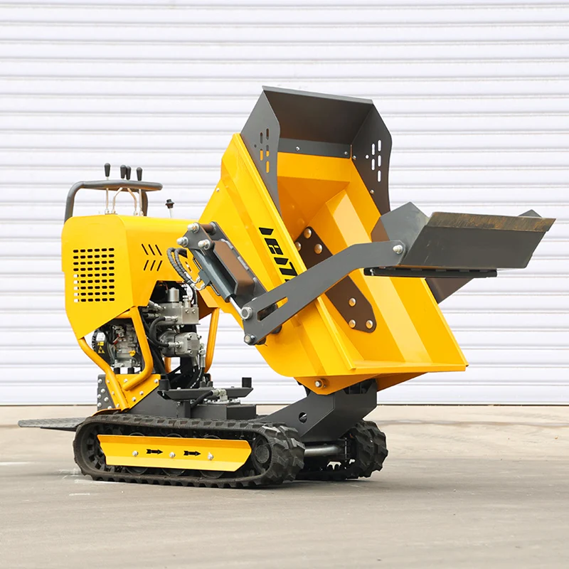 Mini dumper personalizado na China, dumper de pista de esteira de 0,5 toneladas, caminhão basculante pequeno de alta qualidade disponível em estoque, pequeno dumper hidráulico