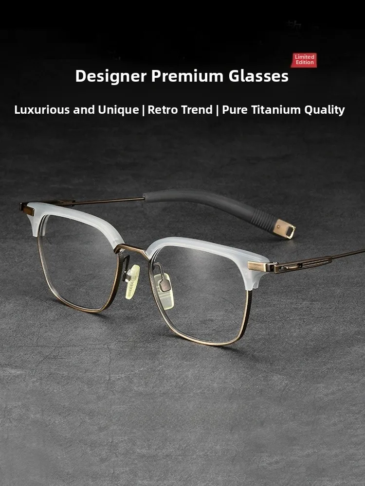 ultra-light-pure-titanium-semi-framed-men's-glasses-frame-retro-myopia-eyeglass-frame-style-big-face-japanese-style