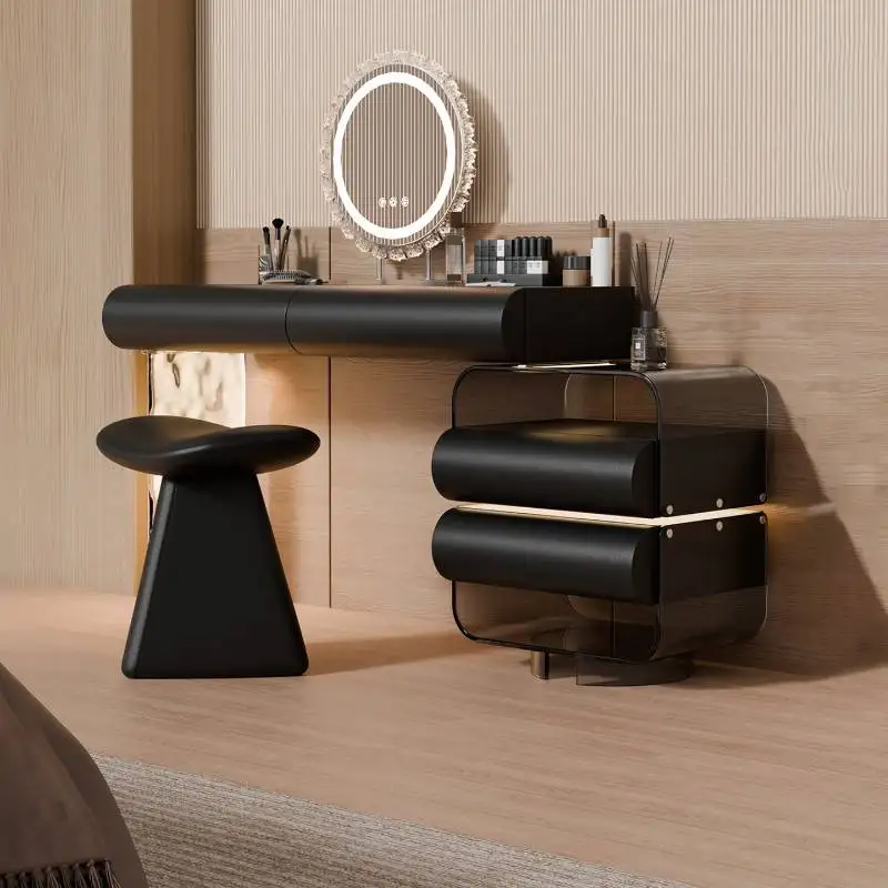 Sturdy Retro Small Vanity Desk Mirror Luxury Led Lounges Makeup Vanity Desk Dressers Black Tocador De Maquillaje Furniture