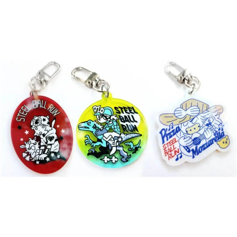 LLavero de Cosplay de Anime STEEL BALL RUN SBR, colgante acrílico, llavero, adorno Kawaii, 3 unids/set, accesorios para bolso