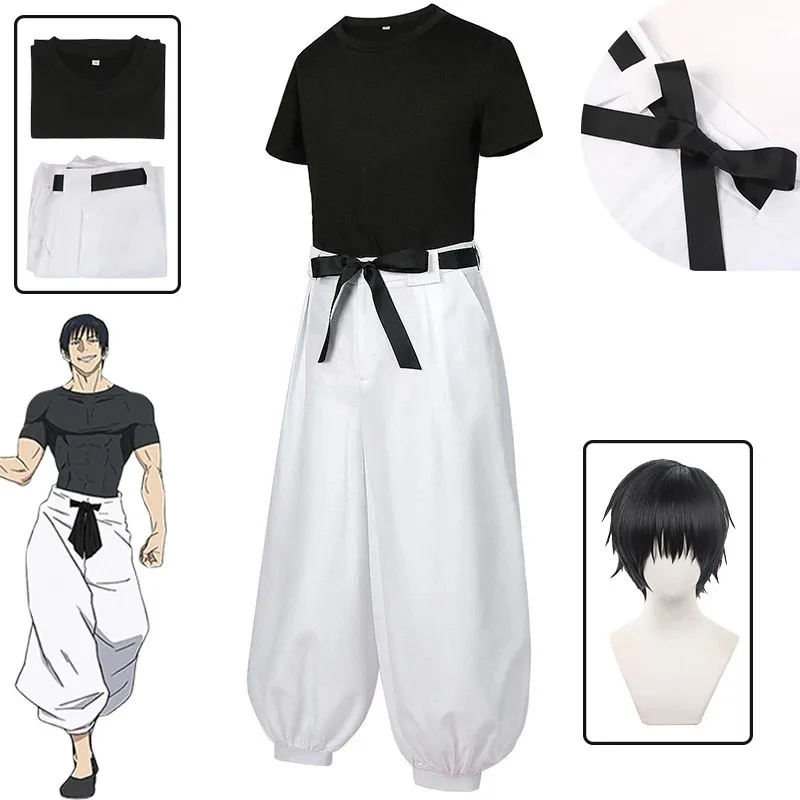 2025 nuevo Fushiguro Toji Anime Jujutsu Kaisen Cosplay disfraz peluca adulto Unisex manga corta Top pantalones traje ★ ★ ★ hh