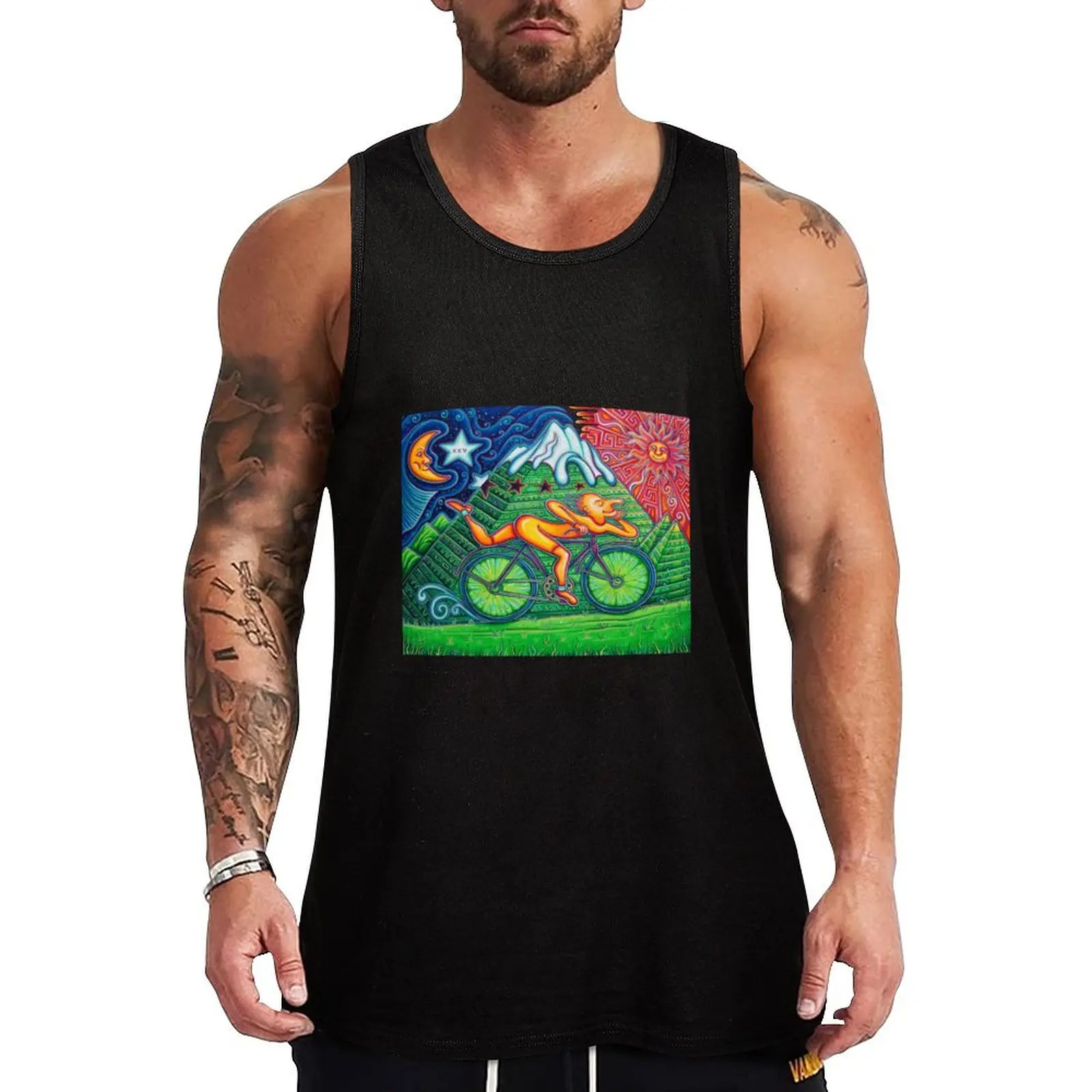 

Bicycle Day Tank Top T-shirt for fitness Sports clothing sleeveless shirt man