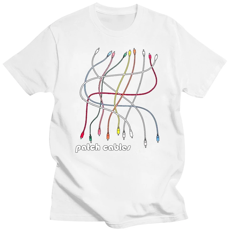 EURORACK MODULAR PATCH CABLES SYNTH DESIGN T SHIRT S M L XL XXL Print T Shirt Mens Short Sleeve Hot Tops Tshirt Homme